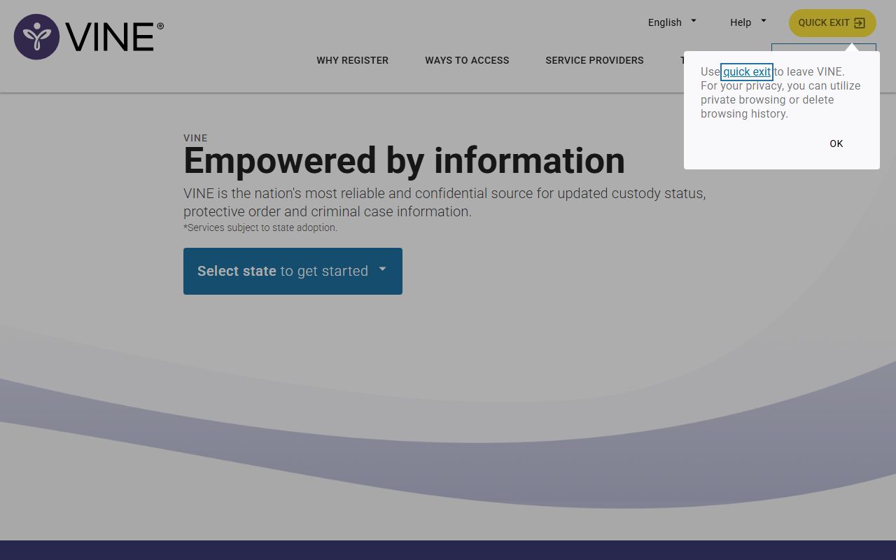 VINELink custody-status and notification portal linked from Illinois inmate profiles for Jacksonville Correctional Center